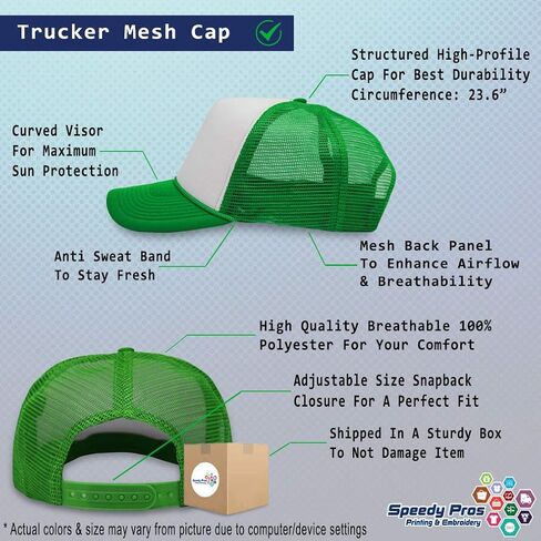 Trucker Hat Shenanigans Irish St Patrick's Patty Clover Polyester Snapback Baseball Cap for Men & Women Kelly Green 1 Size in Kuwait