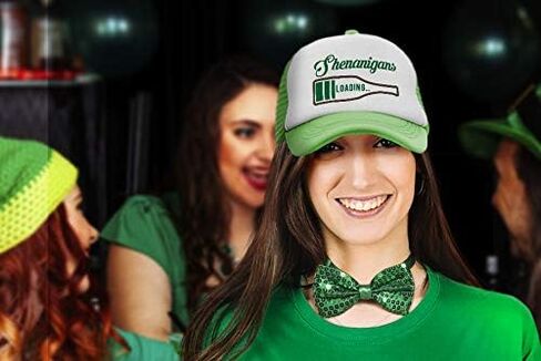 Trucker Hat Shenanigans Irish St Patrick's Patty Clover Polyester Snapback Baseball Cap for Men & Women Kelly Green 1 Size in Kuwait