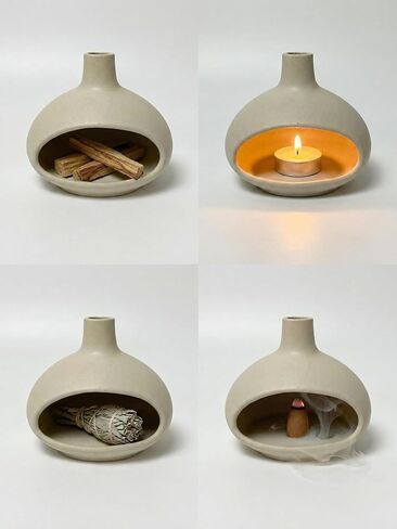 Terracotta Palo Santo Holder – Mini Chiminea Style Incense Burner for Yoga & Meditation Spaces (Dark Brown) in Saudi Arabia