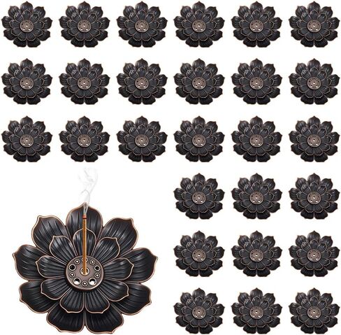 60Pcs Incense Holder, Incense Burner Cone Burner Ash Catcher Lotus Incense Stick Holder Vintage Flower Shaped Multihole Holders for Home Fragrance Decor Sauna Yoga SPA Bedroom Christmas in Kuwait