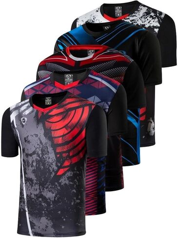 5 Pack Men's Activewear T-Shirt Sport Tee Shirt Athletic Running Gym Workout Tshirt Golf Tennis Tops Quick Dry LSL133 in Saudi Arabia