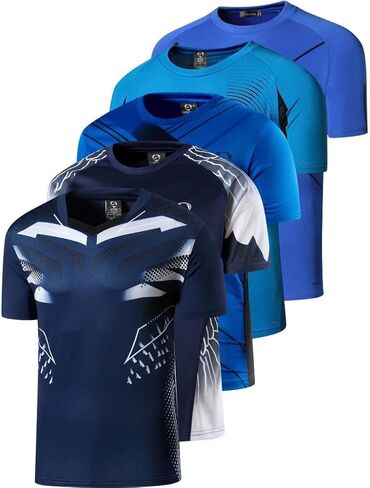 5 Pack Men's Activewear T-Shirt Sport Tee Shirt Athletic Running Gym Workout Tshirt Golf Tennis Tops Quick Dry LSL133 in Saudi Arabia