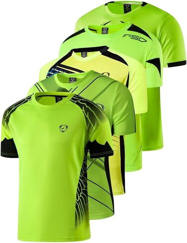 5 Pack Men's Activewear T-Shirt Sport Tee Shirt Athletic Running Gym Workout Tshirt Golf Tennis Tops Quick Dry LSL133 in Saudi Arabia