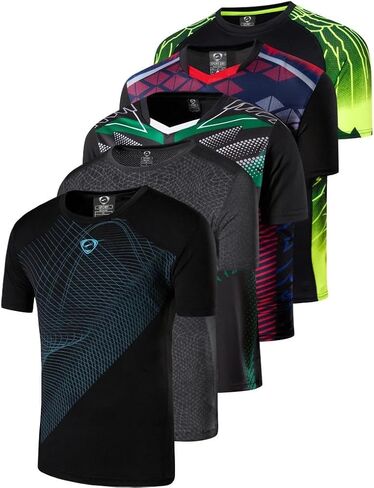 5 Pack Men's Activewear T-Shirt Sport Tee Shirt Athletic Running Gym Workout Tshirt Golf Tennis Tops Quick Dry LSL133 in Saudi Arabia