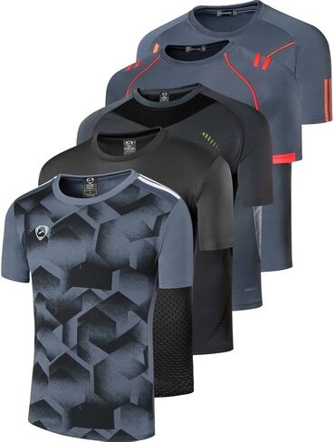 5 Pack Men's Activewear T-Shirt Sport Tee Shirt Athletic Running Gym Workout Tshirt Golf Tennis Tops Quick Dry LSL133 in Saudi Arabia