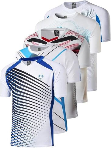 5 Pack Men's Activewear T-Shirt Sport Tee Shirt Athletic Running Gym Workout Tshirt Golf Tennis Tops Quick Dry LSL133 in Saudi Arabia