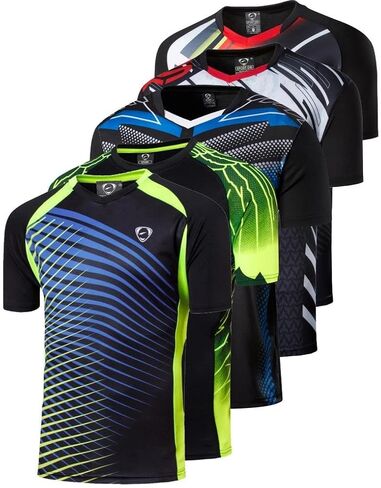 5 Pack Men's Activewear T-Shirt Sport Tee Shirt Athletic Running Gym Workout Tshirt Golf Tennis Tops Quick Dry LSL133 in Saudi Arabia