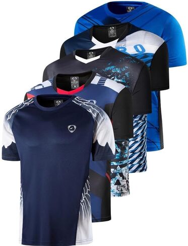 5 Pack Men's Activewear T-Shirt Sport Tee Shirt Athletic Running Gym Workout Tshirt Golf Tennis Tops Quick Dry LSL133 in Saudi Arabia