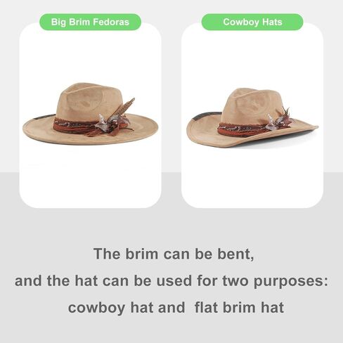 Brim Fedora Hat for Men Women Felt Handmade Boho Western Suede Panama Hats M-L in Saudi Arabia