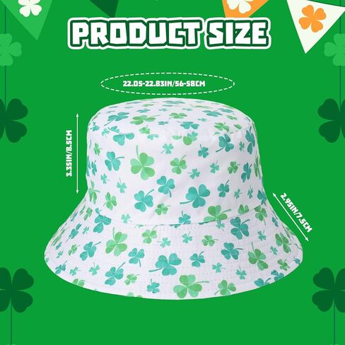 قبعة دلو عيد القديس باتريك ذات وجهين، قبعة دلو شامروك، قبعات أيرلندية، إكسسوارات المهرجانات الخضراء in Kuwait