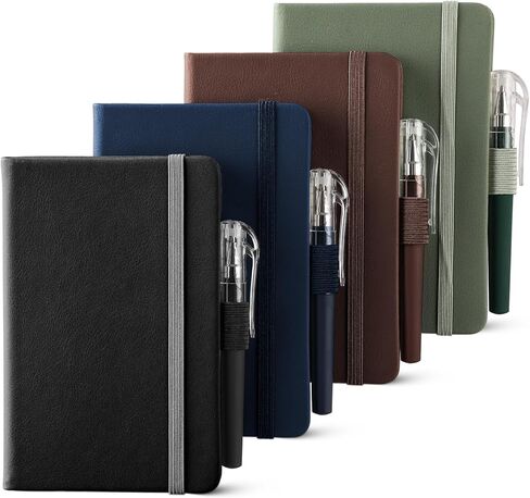 NETANY 4 Pack Small Notebook Pocket Notebook, A6 Mini Leather Hardcover Journal, 3.7" X 5.7", 416 Pages Note Pads, Black, Green, Brown, Blue in Kuwait