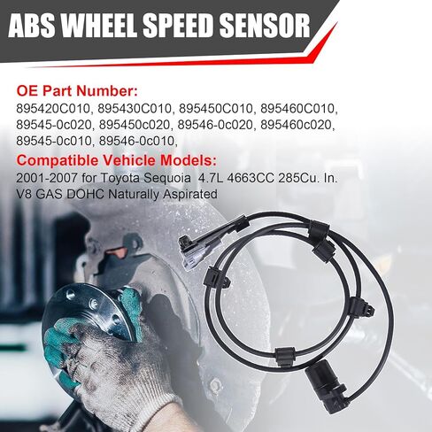 4Pcs ABS Wheel Speed Sensor Fit for 2001-2007 for Toyota Sequoia Rear Left Rear Right Front Left Front Right ABS Sensors Replace 895420C010 895430C010 895450C010 895460C010 in Kuwait
