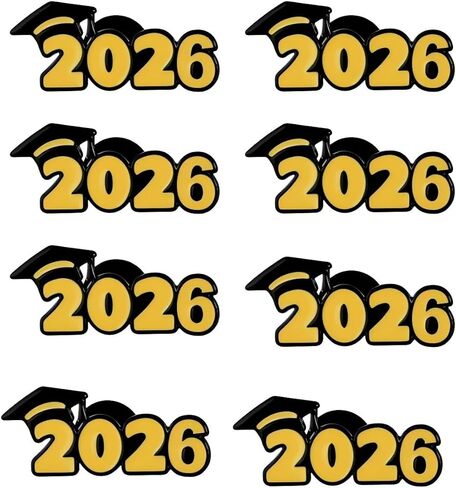 8pcs 2026 Graduation Cap Enamel Pin, Class of 2026 Alloy Lapel Pin, Graduation Congratulation Commemorative Badge in Saudi Arabia