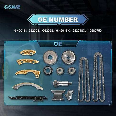 Engine Timing Chain with Tensioner Crank Sprocket Shaft Guide Rail Compatible with Buick Regal LaCrosse Verano for Chevy Equinox Malibu GMC Terrain for Pontiac 2.0L 2.2L 2.4L Replace 9-4201S in Kuwait