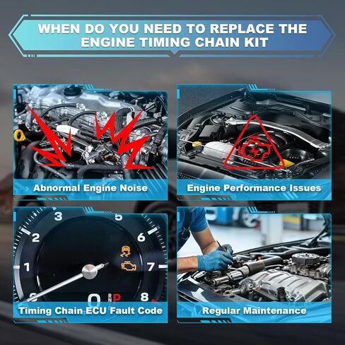 Engine Timing Chain with Tensioner Crank Sprocket Shaft Guide Rail Compatible with Buick Regal LaCrosse Verano for Chevy Equinox Malibu GMC Terrain for Pontiac 2.0L 2.2L 2.4L Replace 9-4201S in Kuwait