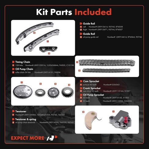A-Premium 11Pcs Engine Timing Chain Kit W/Guide Rails & Sprocket & More [DOHC, L4 2.3L] Compatible with Mazda 3 2007-2013, 6 2006-2007, CX-7 2007-2012 in Saudi Arabia