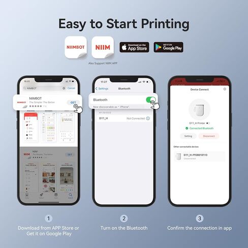 آلة صنع الملصقات ذات الإصدار الجديد من NIIMBOT D11 مع شريط، طابعة ملصقات بلوتوث 300 ديسيبل متوحد الخواص، طابعة حرارية محمولة، صانع ملصقات لتنظيم المدرسة والمكتب المنزلي، أسود in Saudi Arabia