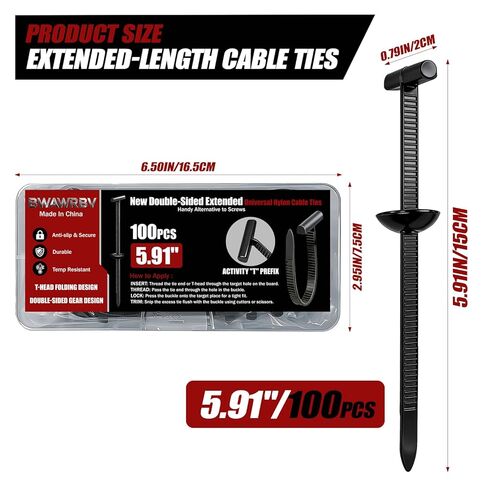 5.91IN New Upgrade Nylon Universal Cable Tie Buckle – Double-Sided Design,Extended Length, Heavy-Duty Zip Tie Clips for Car Fender, Bumper, Trunk Liner, Mudguard & Automotive Fastener Repair (100PCS) in Saudi Arabia