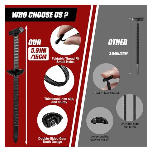 5.91IN New Upgrade Nylon Universal Cable Tie Buckle – Double-Sided Design,Extended Length, Heavy-Duty Zip Tie Clips for Car Fender, Bumper, Trunk Liner, Mudguard & Automotive Fastener Repair (100PCS) in Saudi Arabia