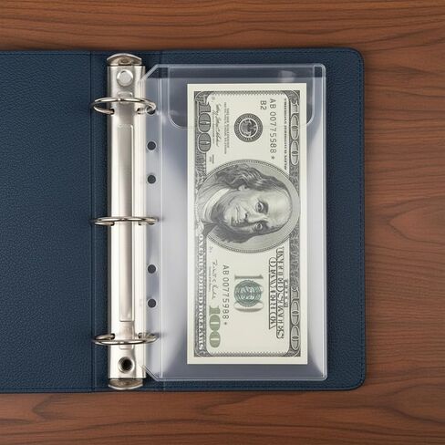 12 PCS A6 Binder Pockets No Zipper 6-Hole Cash Stuffing Envelopes Clear PVC Saving Envelope A6 Binders Pouch Clear PVC Zipless Binder Pouch Saving Challenge Envelopes Money Envelope for Cash Budgeting in Saudi Arabia