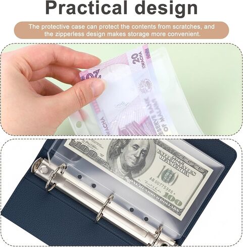 12 PCS A6 Binder Pockets No Zipper 6-Hole Cash Stuffing Envelopes Clear PVC Saving Envelope A6 Binders Pouch Clear PVC Zipless Binder Pouch Saving Challenge Envelopes Money Envelope for Cash Budgeting in Saudi Arabia
