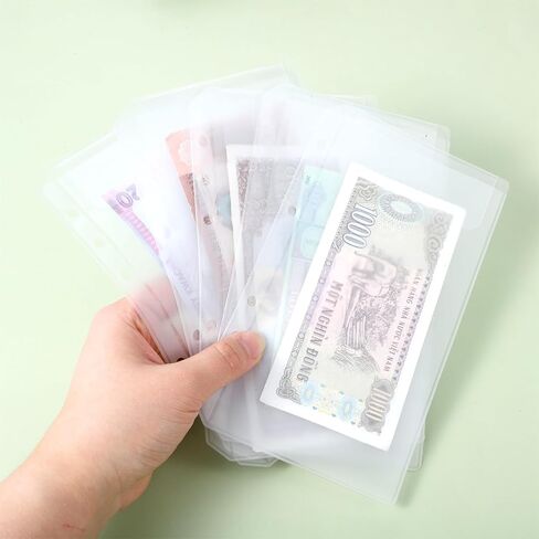 12 PCS A6 Binder Pockets No Zipper 6-Hole Cash Stuffing Envelopes Clear PVC Saving Envelope A6 Binders Pouch Clear PVC Zipless Binder Pouch Saving Challenge Envelopes Money Envelope for Cash Budgeting in Saudi Arabia