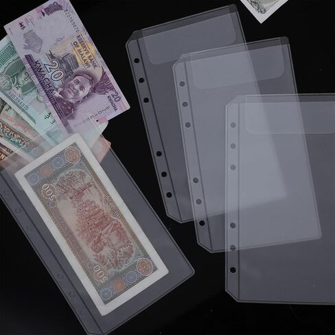 12 PCS A6 Binder Pockets No Zipper 6-Hole Cash Stuffing Envelopes Clear PVC Saving Envelope A6 Binders Pouch Clear PVC Zipless Binder Pouch Saving Challenge Envelopes Money Envelope for Cash Budgeting in Saudi Arabia