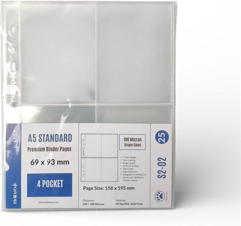 Meowcafe K-Keep A5 القياسية ذات الوجهين 4 جيوب قسط Kpop Photocard Binder Pages، 69x93mm، تناسب 66x91mm كم، حزمة من 25 in Kuwait