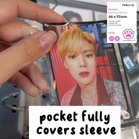 Meowcafe K-Keep A5 القياسية ذات الوجهين 4 جيوب قسط Kpop Photocard Binder Pages، 69x93mm، تناسب 66x91mm كم، حزمة من 25 in Kuwait