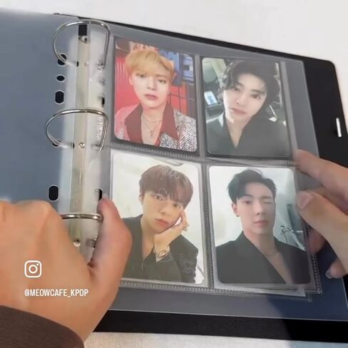 Meowcafe K-Keep A5 القياسية ذات الوجهين 4 جيوب قسط Kpop Photocard Binder Pages، 69x93mm، تناسب 66x91mm كم، حزمة من 25 in Kuwait