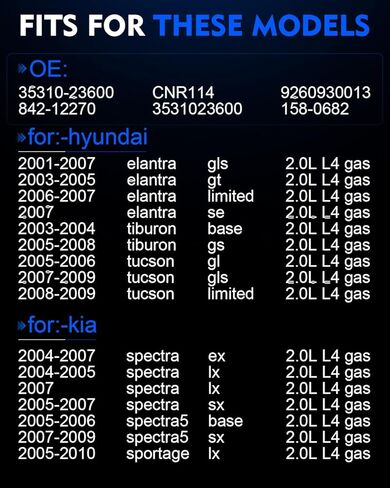 Fuel Injectors Fits For:-Hyundai 2001-2007 Elantra, 2003-2008 Tiburon, 2005-2009 Tucson, For:-Kia Spectra Spectra5 for:-Sportage 2.0L L4 35310-23600 (set of 4) in Saudi Arabia
