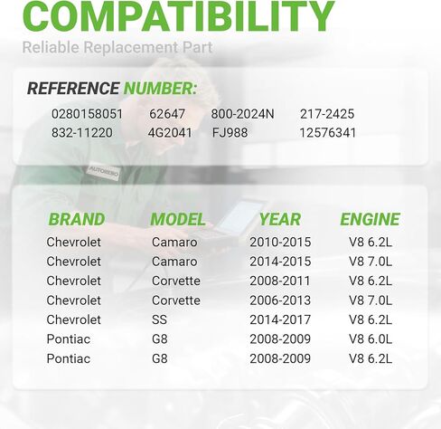 مجموعة حاقنات الوقود مكونة من 8 قطع متوافقة مع شيفروليه كامارو كورفيت SS بونتياك G8، 6.2L 7.0L V8# 0280158051 62647 800-2024N 217-2425 832-11220 4G2041 FJ988 12576341,2008 2009 2010 2011 2012 2013-2017 in Kuwait