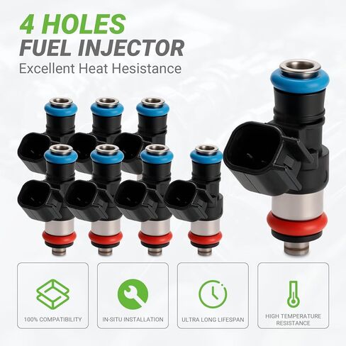 مجموعة حاقنات الوقود مكونة من 8 قطع متوافقة مع شيفروليه كامارو كورفيت SS بونتياك G8، 6.2L 7.0L V8# 0280158051 62647 800-2024N 217-2425 832-11220 4G2041 FJ988 12576341,2008 2009 2010 2011 2012 2013-2017 in Kuwait