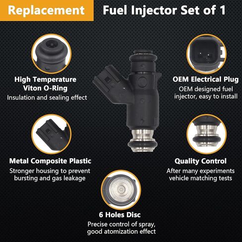 Fuel Injector for Harley-Davidson Dyna Series 06-16 / Fat Boy 06-15 / Softail 07-10 / Road King Glide 06-07 / Heritage Softail 06-15 / Blackline 11-13 / Breakout 13-14 Replaces 27709-06A in Saudi Arabia