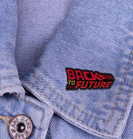 Back to the Future Title Logo Marty McFly Doc Brown DeLorean 80s Movie 1.2" Enamel Pin Badge in Saudi Arabia
