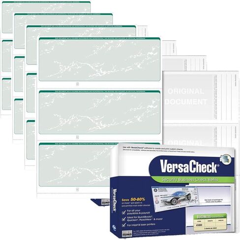 VersaCheck Secure Checks - 1500 Blank Business Checks - Green Prestige - 500 Sheets Form #3000 - 3 Per Sheet in Saudi Arabia