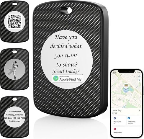 علامة FindXeink E-Ink Finder، متتبع Apple Find My (iOS فقط)، صورة/نص/جهة اتصال مخصصة، محدد موقع ثنائي الاتجاه، سلسلة مفاتيح، حيوانات أليفة، أطفال، أمتعة (مربع كتابة) in Kuwait