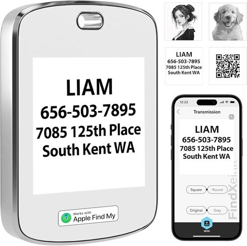 FindXeink E-Ink Finder Tag, Tracker for Apple Find My (iOS only), Custom Picture/Text/Contact, Two-Way Locator, Keychain, Pets, Kids, Luggages (Write Square) in Saudi Arabia
