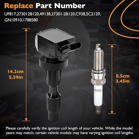 حزمة ملفات الإشعال HQPASFY UF817 وشمعات الإشعال إيريديوم مجموعة من 4 قطع متوافقة مع كيا فورتي أوبتيما سول سيلتوس هيونداي إلنترا كونا سوناتا توكسون يستبدل # GN10910 5C2129 in Saudi Arabia