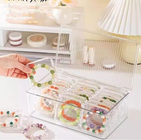 Acrylic jewelry box, jewelry desktop storage box, transparent dust-proof and moisture-proof jewelry finishing box, portable flip box +21 independent bracelet boxes. in Saudi Arabia