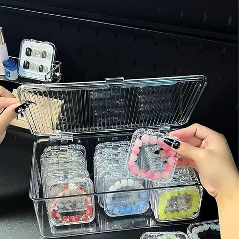 Acrylic jewelry box, jewelry desktop storage box, transparent dust-proof and moisture-proof jewelry finishing box, portable flip box +21 independent bracelet boxes. in Saudi Arabia