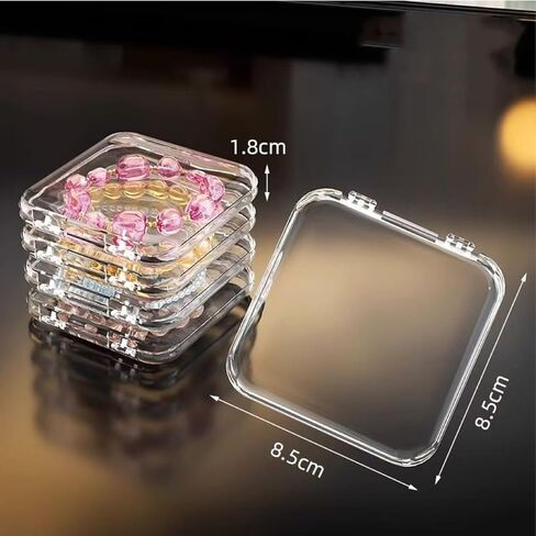 Acrylic jewelry box, jewelry desktop storage box, transparent dust-proof and moisture-proof jewelry finishing box, portable flip box +21 independent bracelet boxes. in Saudi Arabia