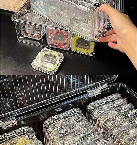 Acrylic jewelry box, jewelry desktop storage box, transparent dust-proof and moisture-proof jewelry finishing box, portable flip box +21 independent bracelet boxes. in Saudi Arabia