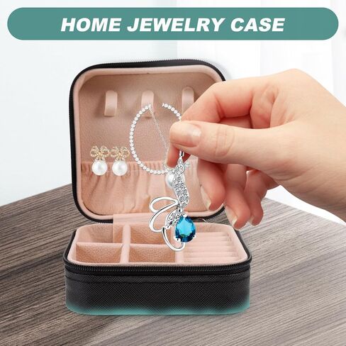 منظم صندوق المجوهرات صندوق مجوهرات صغير محمول للسفر مع مساحات متعددة لتخزين الخواتم والقلائد النسائية in Saudi Arabia