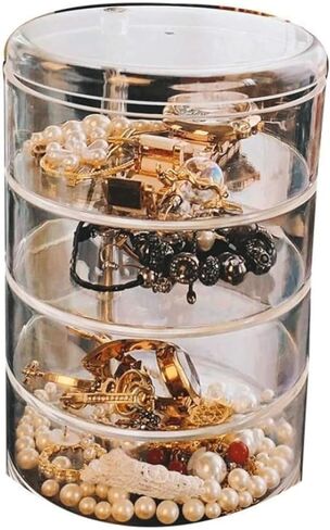 Jewelry Box Clear Acrylic Jewelry Box Rotating Jewelry Case Protable Jewelry Organizer Box For Women Jewelry Storage Box Display Stand exquisite in Saudi Arabia