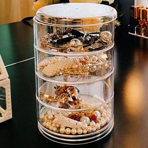Jewelry Box Clear Acrylic Jewelry Box Rotating Jewelry Case Protable Jewelry Organizer Box For Women Jewelry Storage Box Display Stand exquisite in Saudi Arabia