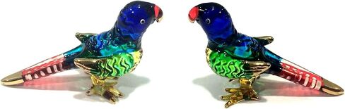 مصنوع يدويًا من الزجاج المنفوخ الصغير مقاس 2 بوصة فن تمثال طائر الببغاء، أشياء رائعة، حيوانات مصغرة، أفكار هدايا ديكور المنزل أو الحديقة (أزرق) in Kuwait