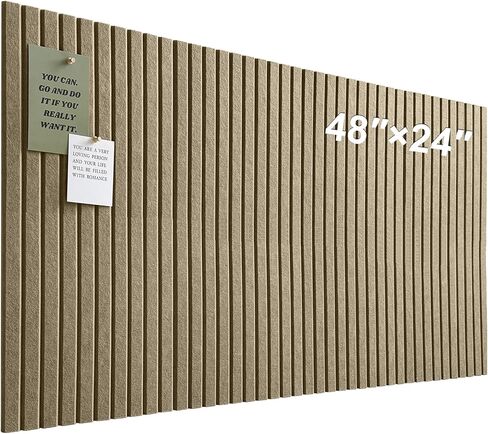 لوح فلين كبير للمكتب، 8 عبوات من بلاط الحائط مع ألواح حائط شريحة وعلامات لاصقة آمنة قابلة للإزالة، لوحة إعلانات من اللباد وألواح الفلين للجدران - أسمر ضارب للصفرة in Kuwait