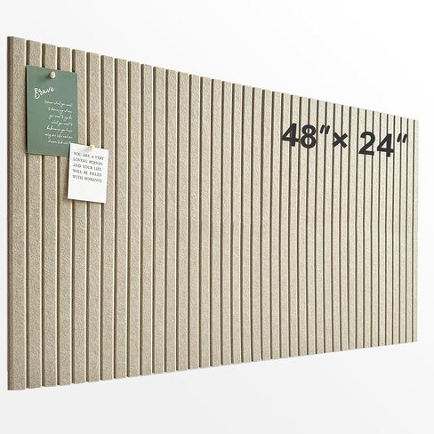 Large Cork Board for Office, 8 Pack Felt Wall Tiles with Slat Wall Paneling and Safe Removable Adhesive Tabs, Felt Bulletin Board Pin Board Cork Boards for Walls - Tan in Saudi Arabia