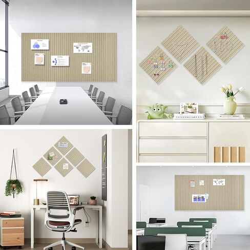 Large Cork Board for Office, 8 Pack Felt Wall Tiles with Slat Wall Paneling and Safe Removable Adhesive Tabs, Felt Bulletin Board Pin Board Cork Boards for Walls - Tan in Saudi Arabia